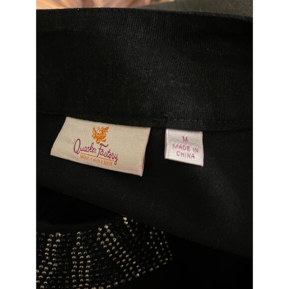 Quacker Factory Black Denim Sparkle Jacket Sz M - Picture 2 of 5